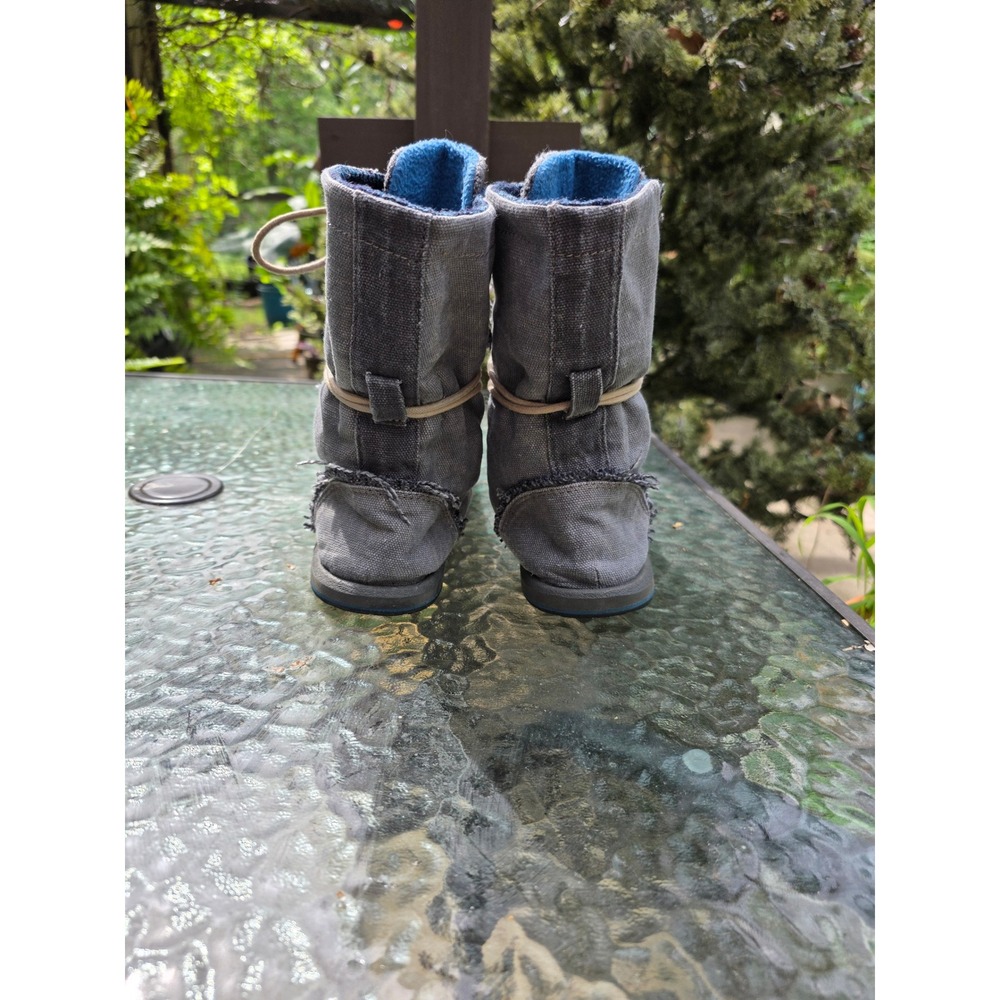 Sanuk Pair O Dice Women's Size 7 Grey Canvas Boots | Fleece Lined Lace-Up Casual - Picture 3 of 6